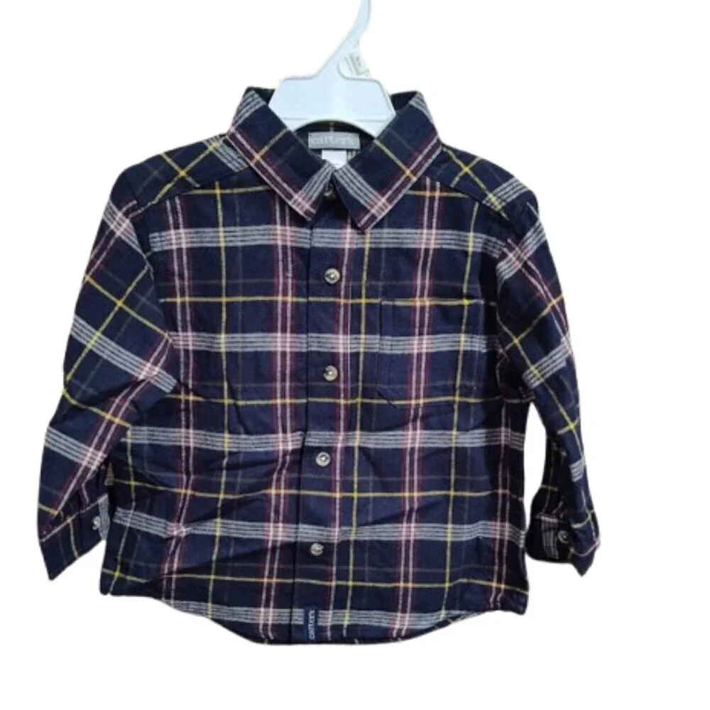 Carter's Y2K Buttoned Down Flannel Boys 2T 100% Cotton NWT